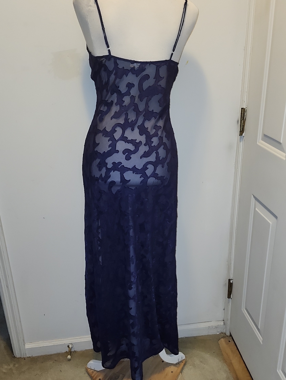 vintage Victoria's Secret Sheer Floral-Embellished Maxi Slip Dress Night Gown - Picture 4 of 8